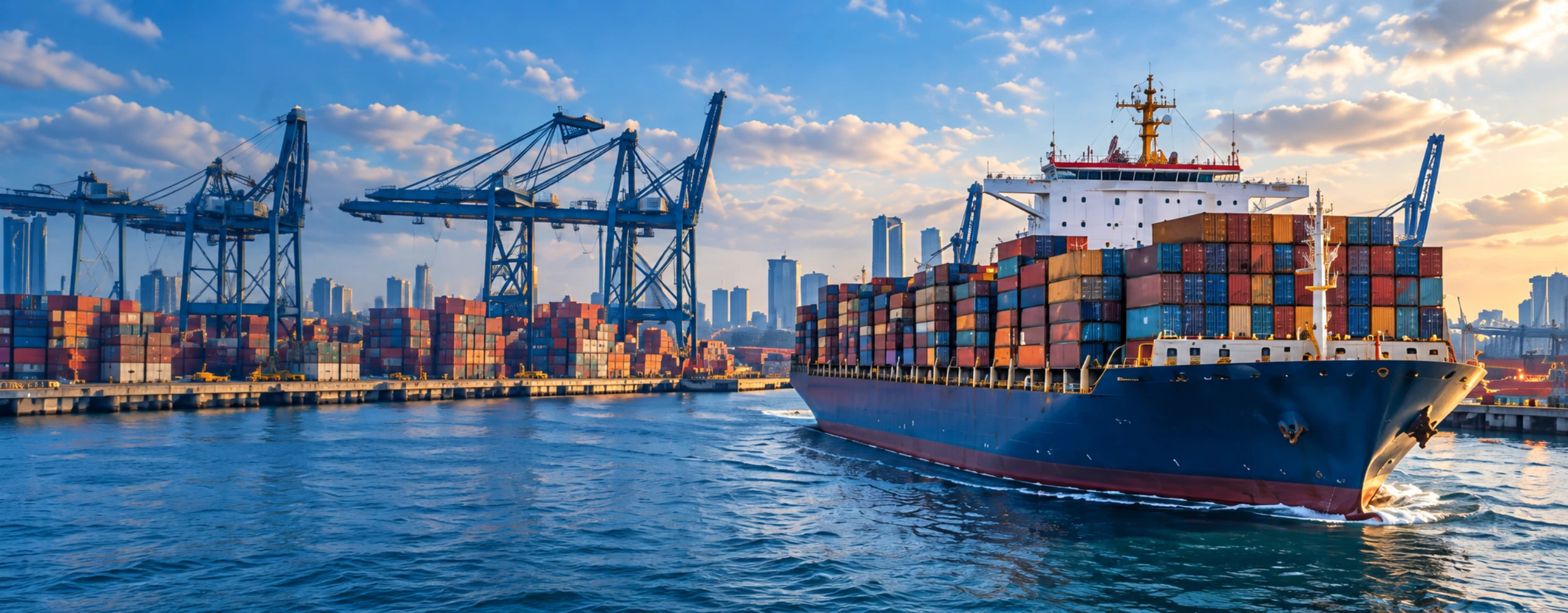 Container vessel at a port