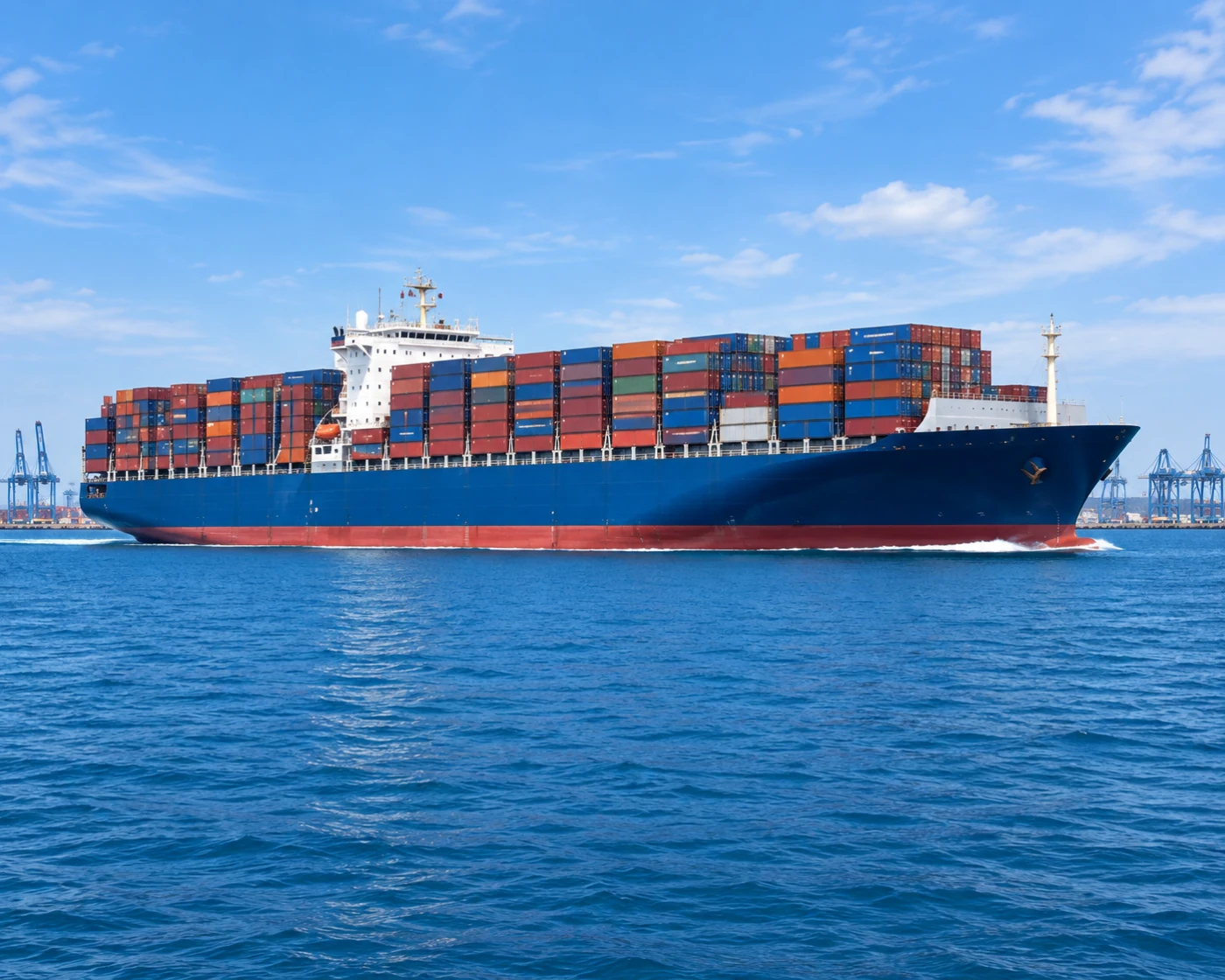 Temporary illustration of a container ship at sea